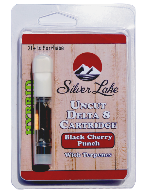 Silver Lake | Delta 8 Uncut Glass Vape Cartridge | Black Cherry Punch (Hybrid)