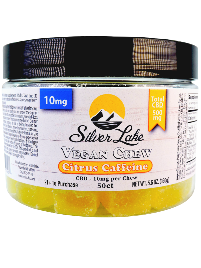 CBD 10mg 50ct Specialty Vegan Chews | Citrus Caffeine | Silver Lake