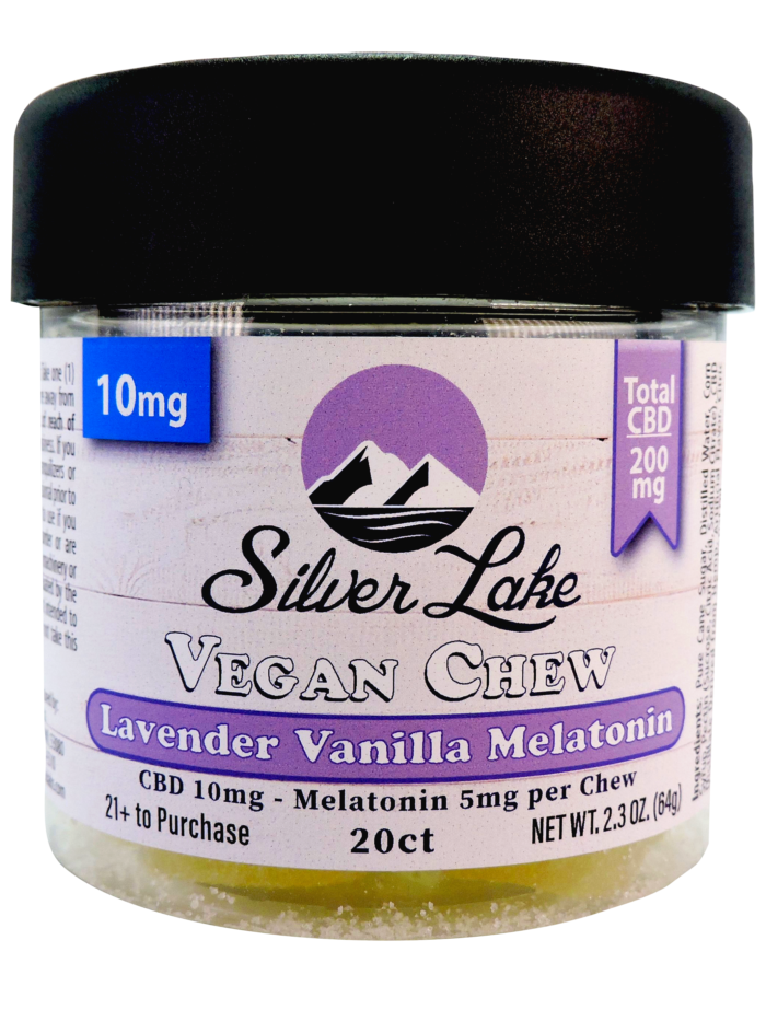 CBD 10mg 20ct Vegan Chews | Lavender Vanilla Melatonin | Silver Lake