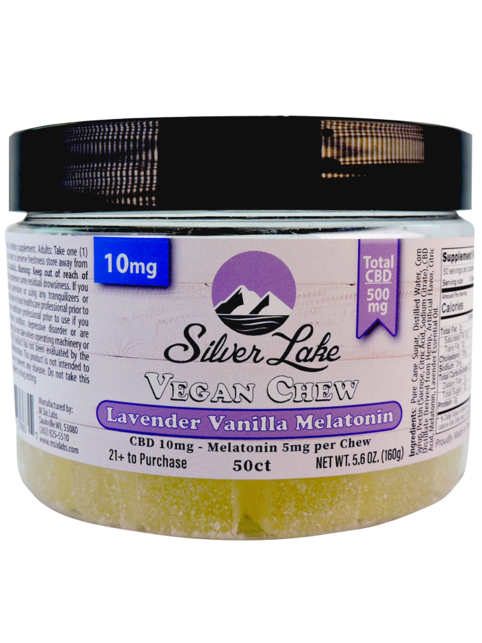 CBD 10mg 50ct Vegan Chews | Lavender Vanilla Melatonin | Silver Lake