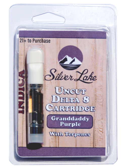 Silver Lake | Delta 8 Uncut Glass Vape Cartridge | Granddaddy Purple (Hybrid)