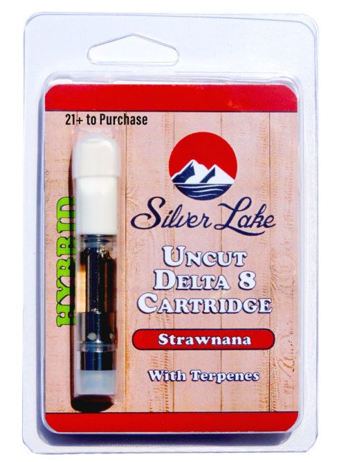 Silver Lake | Delta 8 Uncut Glass Vape Cartridge | Strawnana (Hybrid)