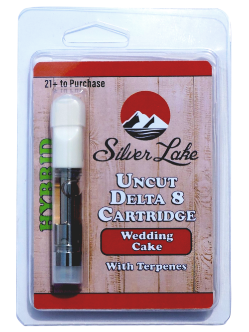 Silver Lake | Delta 8 Uncut Glass Vape Cartridge | Wedding Cake (Indica Hybrid)