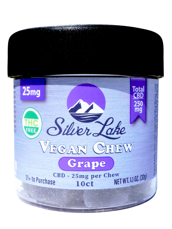Silver Lake | THC-Free CBD 25mg | 10 Count Vegan Chews | Grape