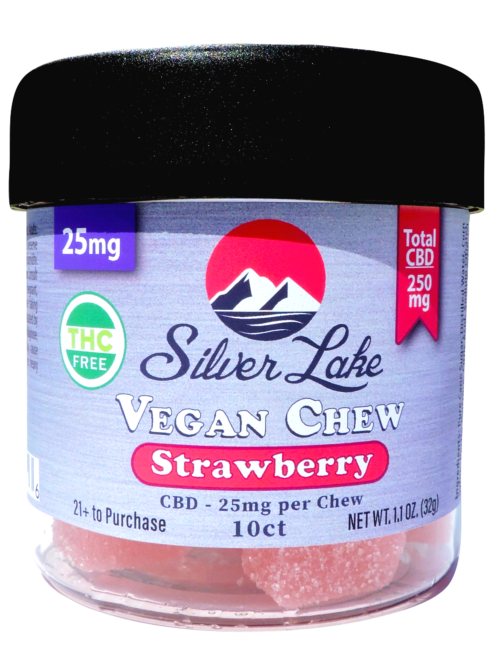 Silver Lake | THC-Free CBD 25mg | 10 Count Vegan Chews | Strawberry
