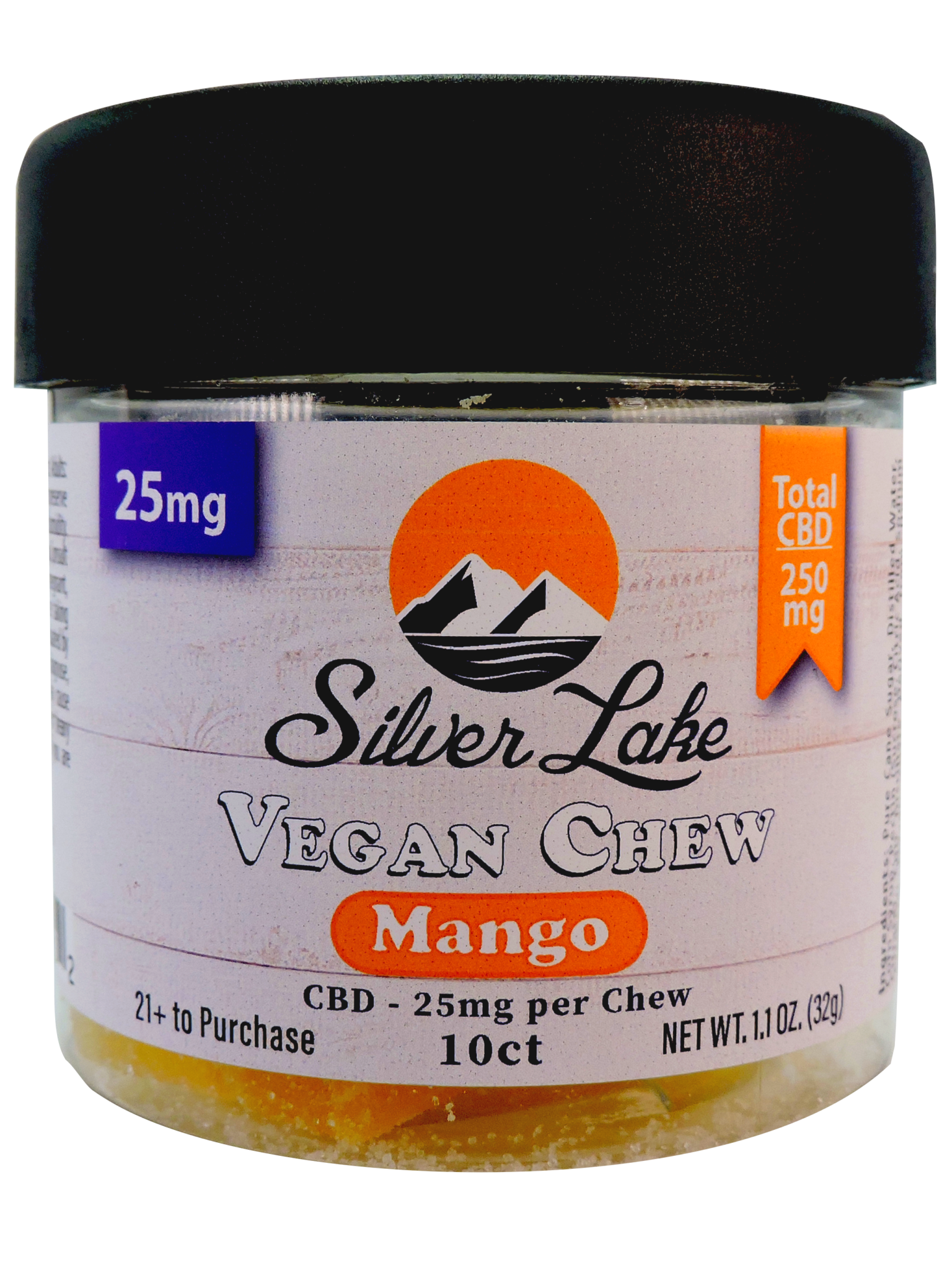 Silver Lake | CBD 25mg | 10 Count Vegan Chews | Mango