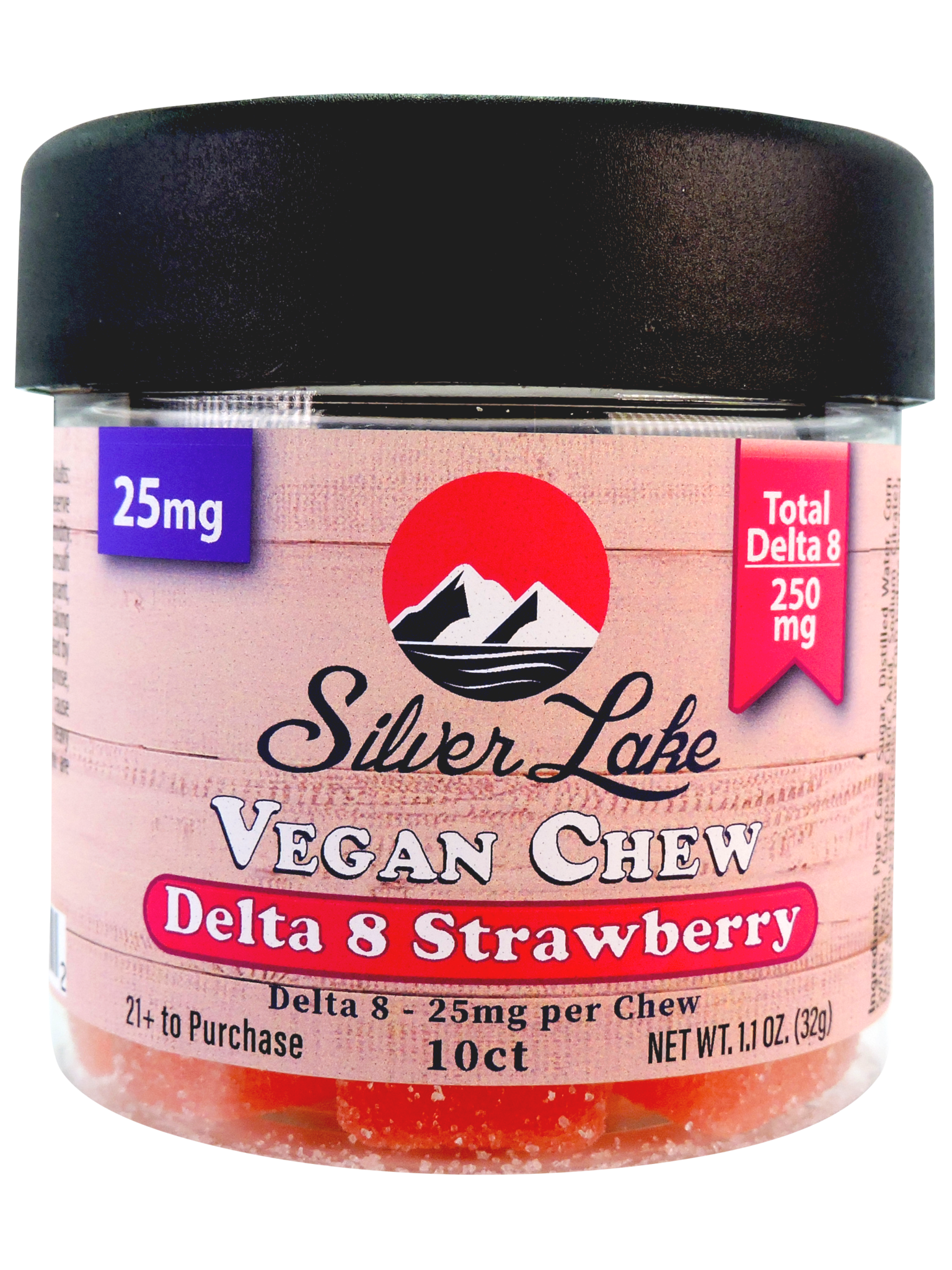 Silver Lake | Delta 8 25mg Vegan Chews | Strawberry